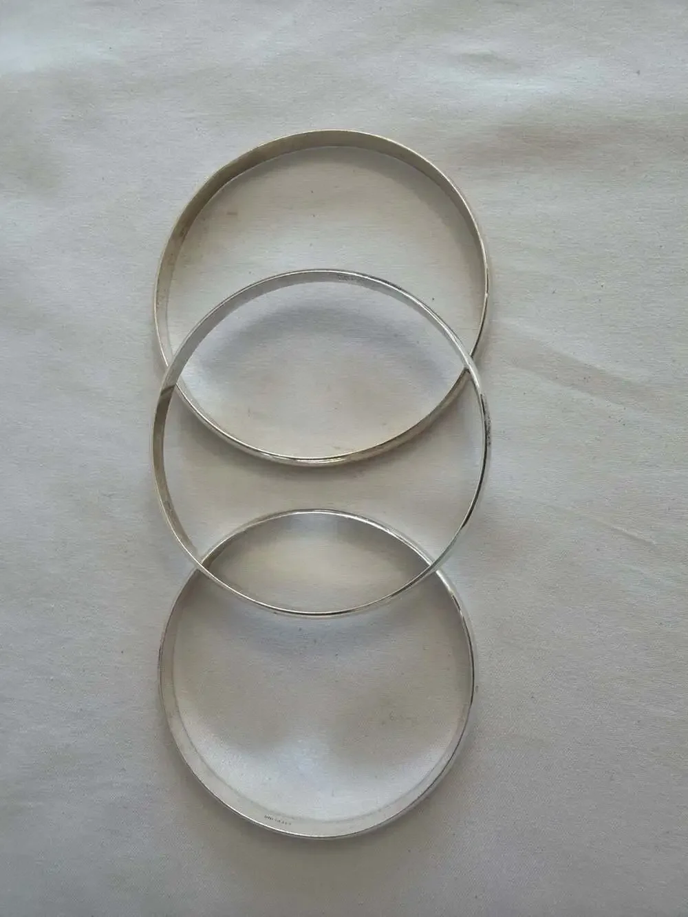 Set of 3 Vintage Sterling Silver Plain‎ Bangle Bracelets 52g